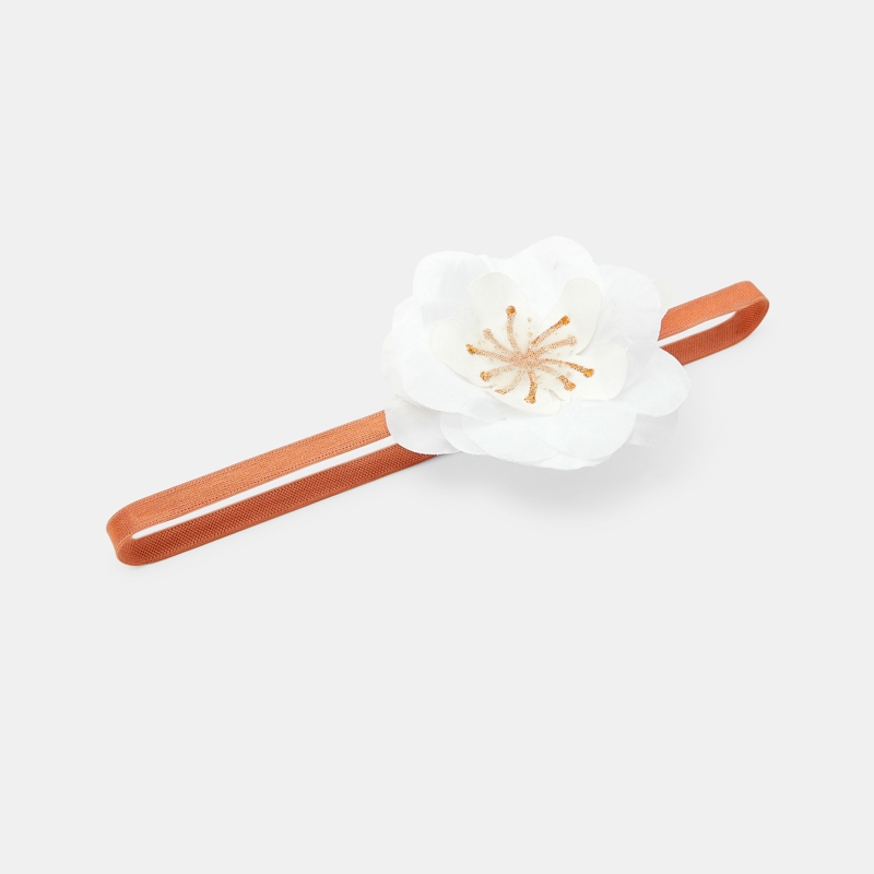 Geblümtes Headband aus weißem Stoff für kleine Mädchen