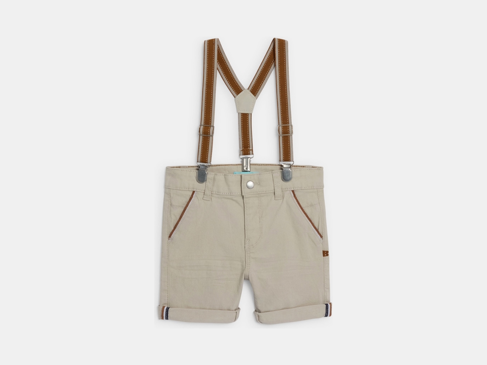 Bermuda con bretelle beige neonato 1
