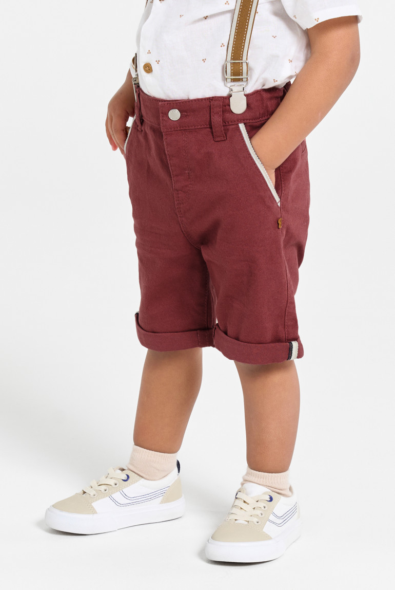 Baby boy's purple Bermuda shorts with braces Okaïdi & Obaïbi
