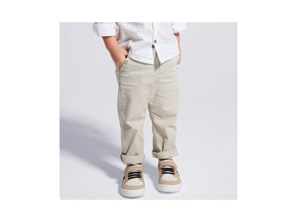 Pantalon chic coton fantaisie beige bébé garçon 1
