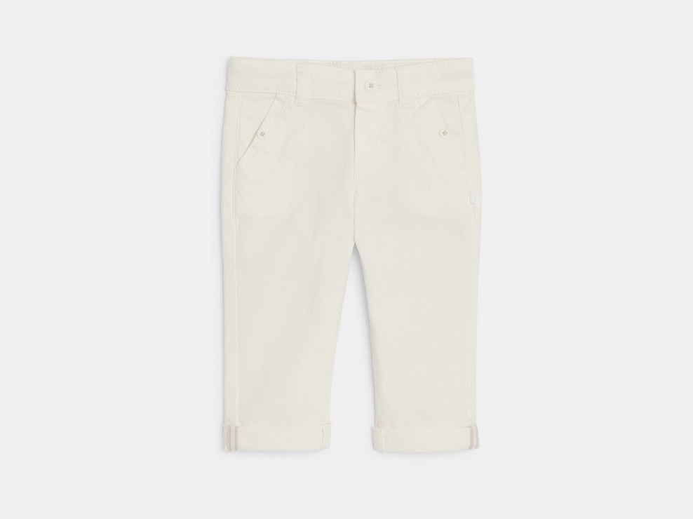 Pantalón chic algodón fantasía blanco bebé niño 1