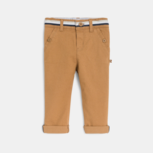 Baby boy's elegant brown textured cotton trousers 1