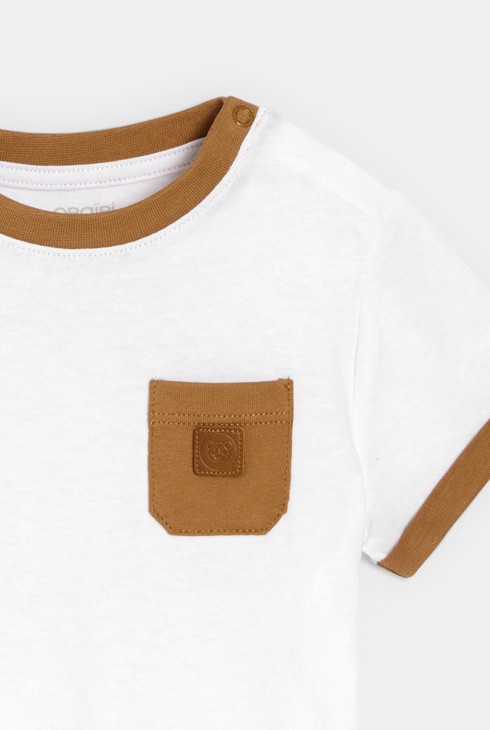 Biała koszulka w zwierzątka niemowlę chłopiec 2