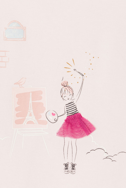 Roze T-shirt met ruchemouwen voor meisjes - Lili Gaufrette 2