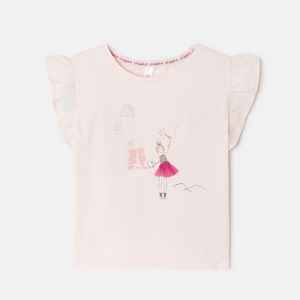 T-shirt manches à volants rose fille Lili Gaufrette 1