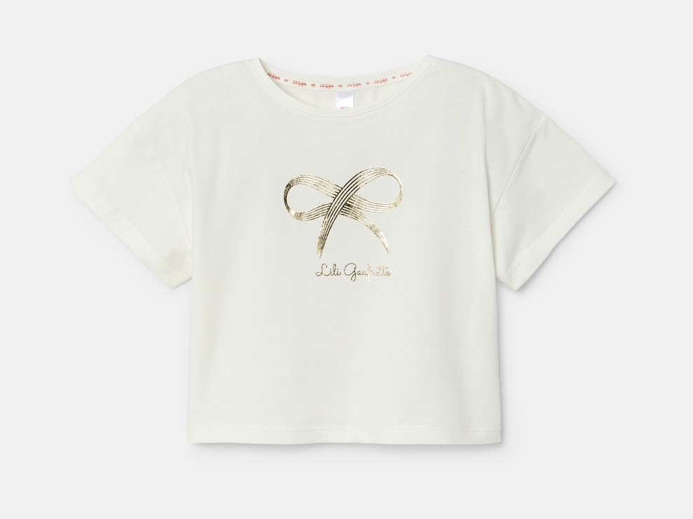 T-shirt court blanc fille Lili Gaufrette 1