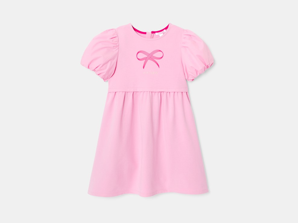 Robe manches courtes ballon rose fille 1