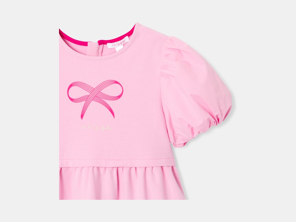Robe manches courtes ballon rose fille 2