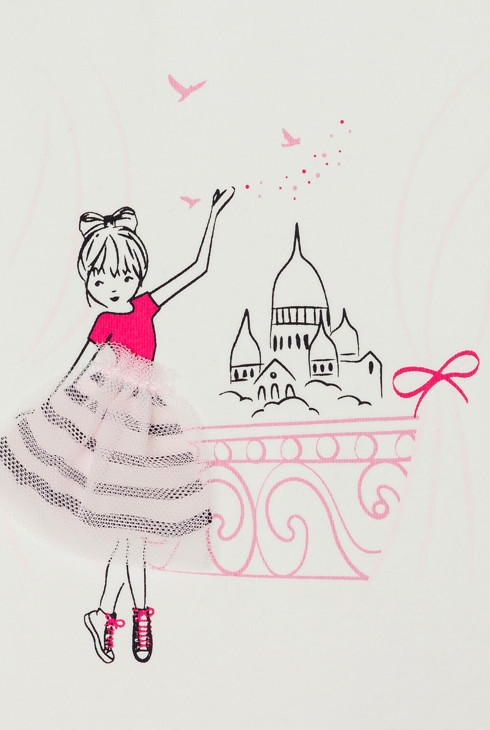 Rosa Kleid aus 2 Materialien mit 2-in-1-Effekt Lili Gaufrette für Mädchen 2