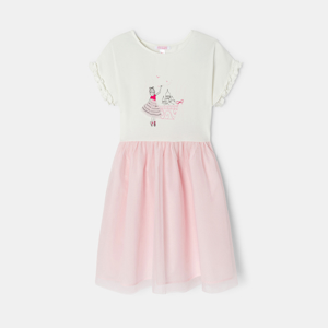 Robe effet 2 en 1 bi-matière rose fille Lili Gaufrette 1