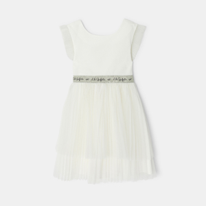 Robe effet 2 en 1 bi-matière blanc fille Lili Gaufrette 1