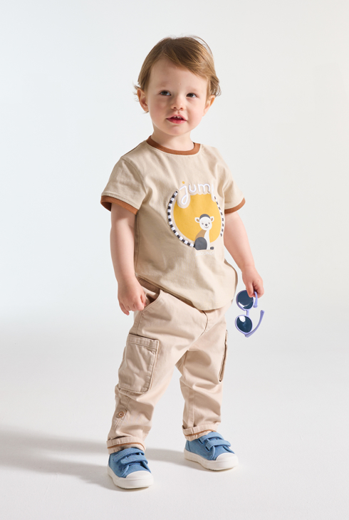 T-shirt lémurien beige bébé garçon 1