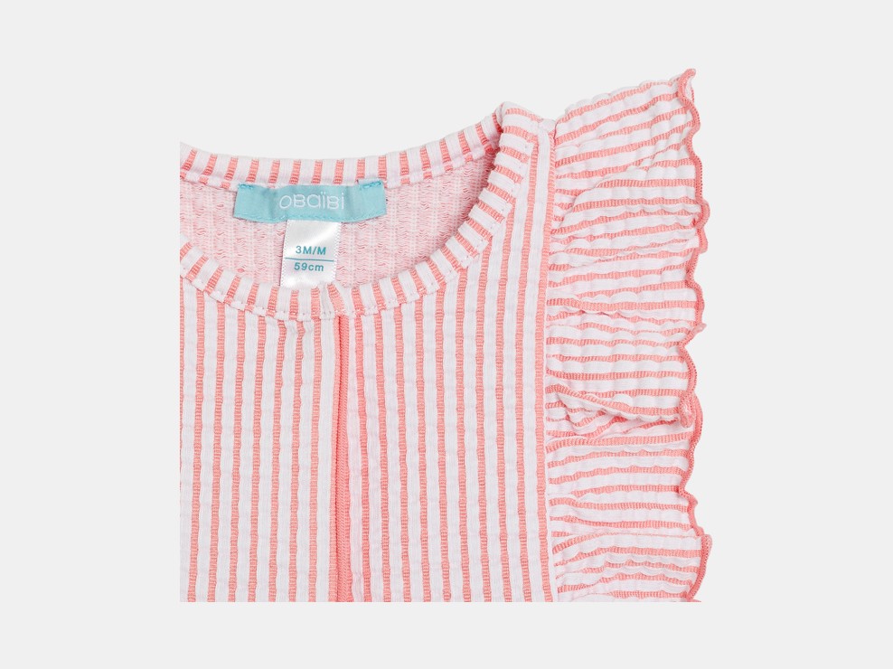 Robe rayée coton fantaisie rose bébé fille 2