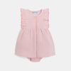 Robe rayée coton fantaisie rose bébé fille