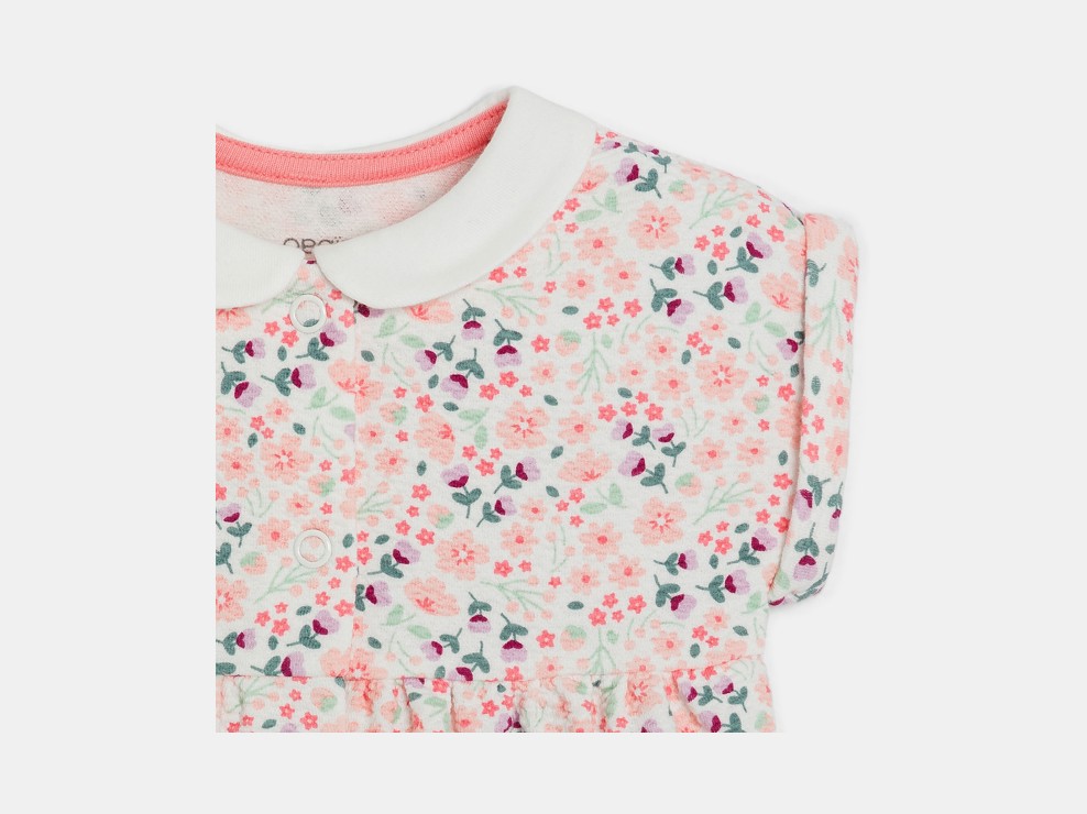 Roze jurkje met bloemenprint en kraagje voor babymeisjes 2