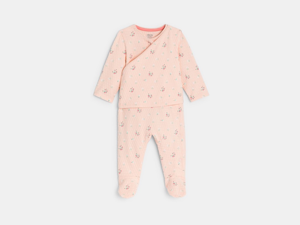 Rosa Baby-Strampler aus Baumwolle mit Erdbeermuster für Neugeborene 1