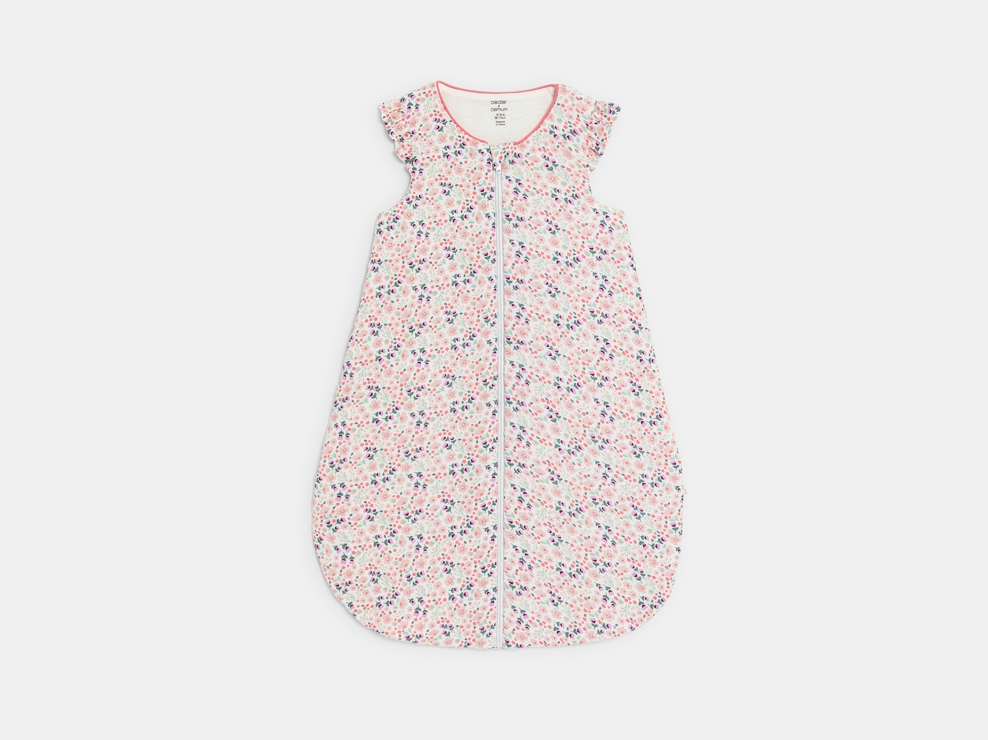 Gigoteuse gaze de coton fleurie rose bébé fille 1