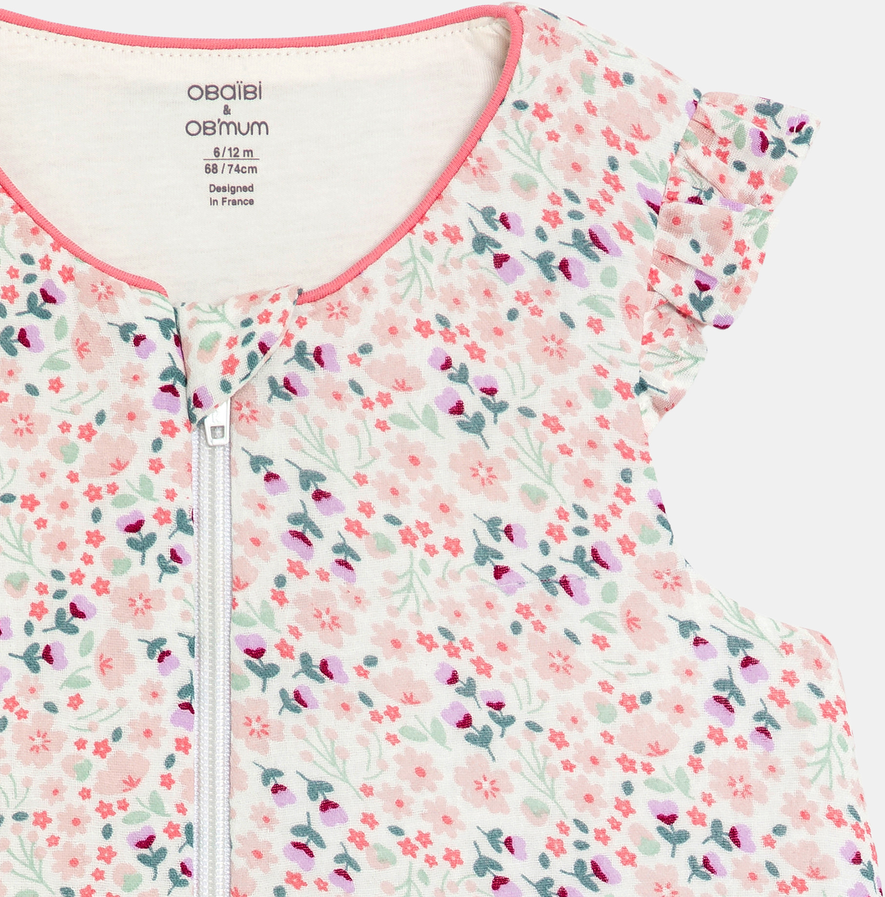 Gigoteuse gaze de coton fleurie rose bébé fille 2