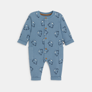 Combinaison longue nid d'abeille tigres bleu bébé garçon 1