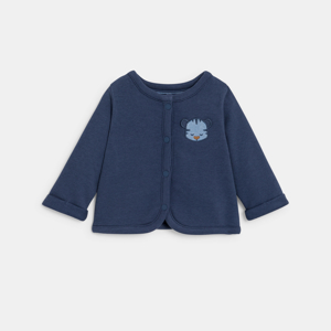 Newborn boy's blue fleece cardigan with press studs 1