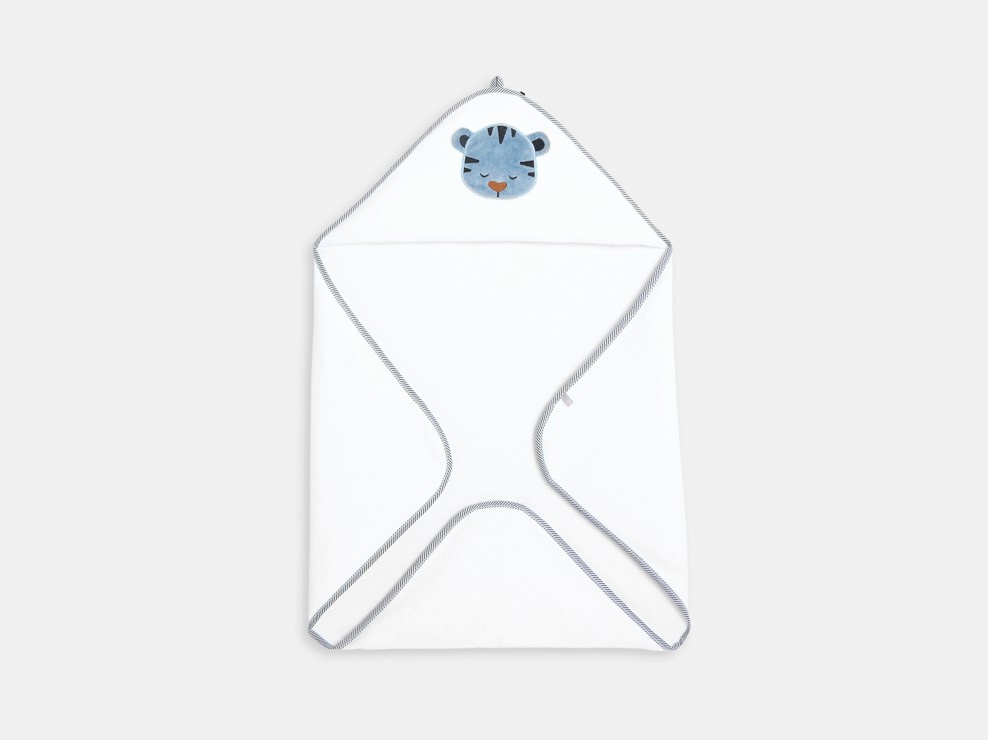 Cape de bain éponge blanc bébé garçon naissance 2