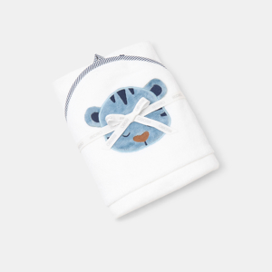 Baby boy's newborn white terry bath towel 1