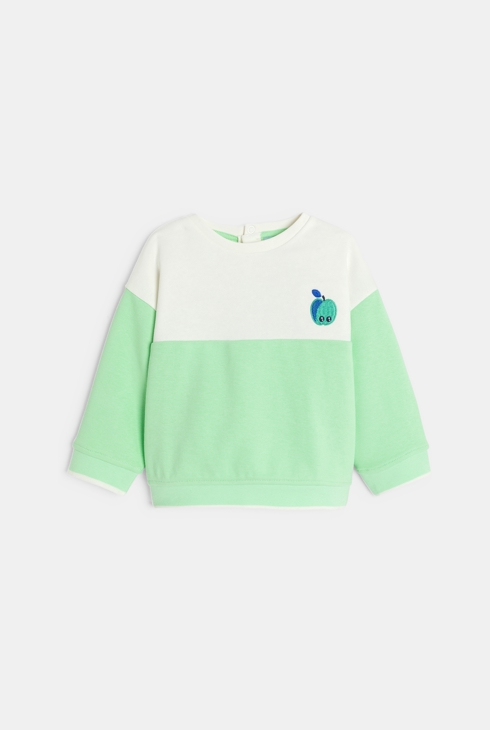 Sweat bicolore toucan vert bébé garçon 1