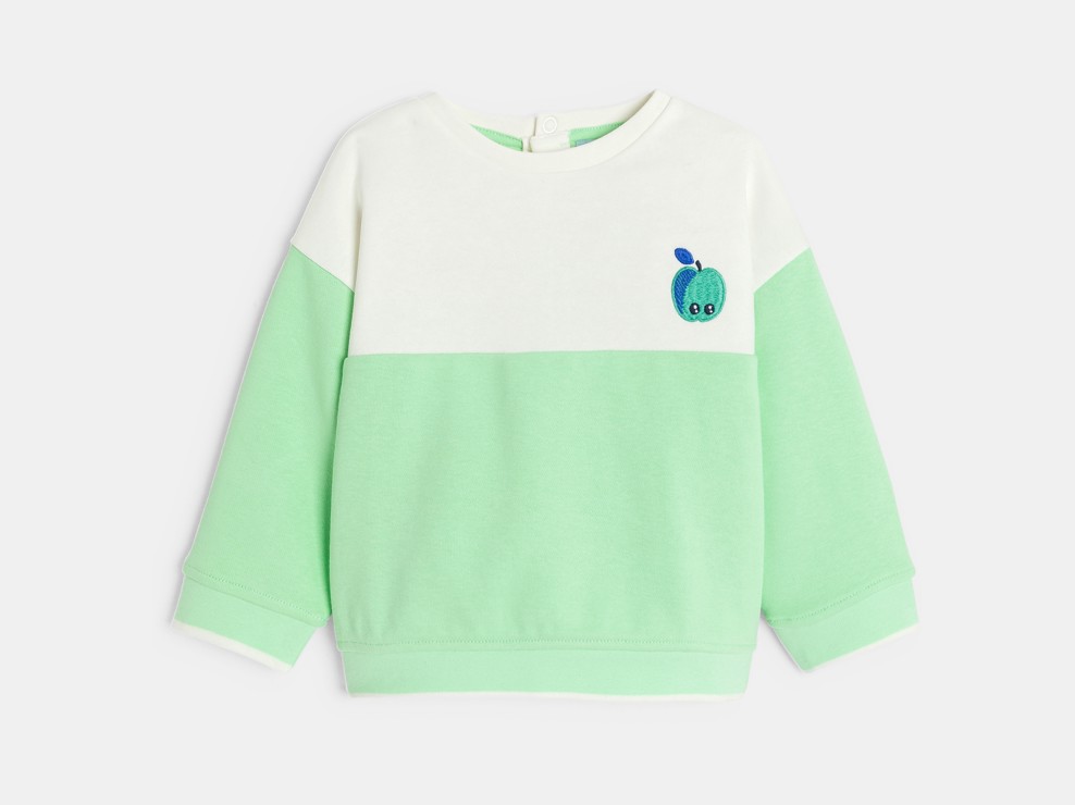 Sweat bicolore toucan vert bébé garçon 2
