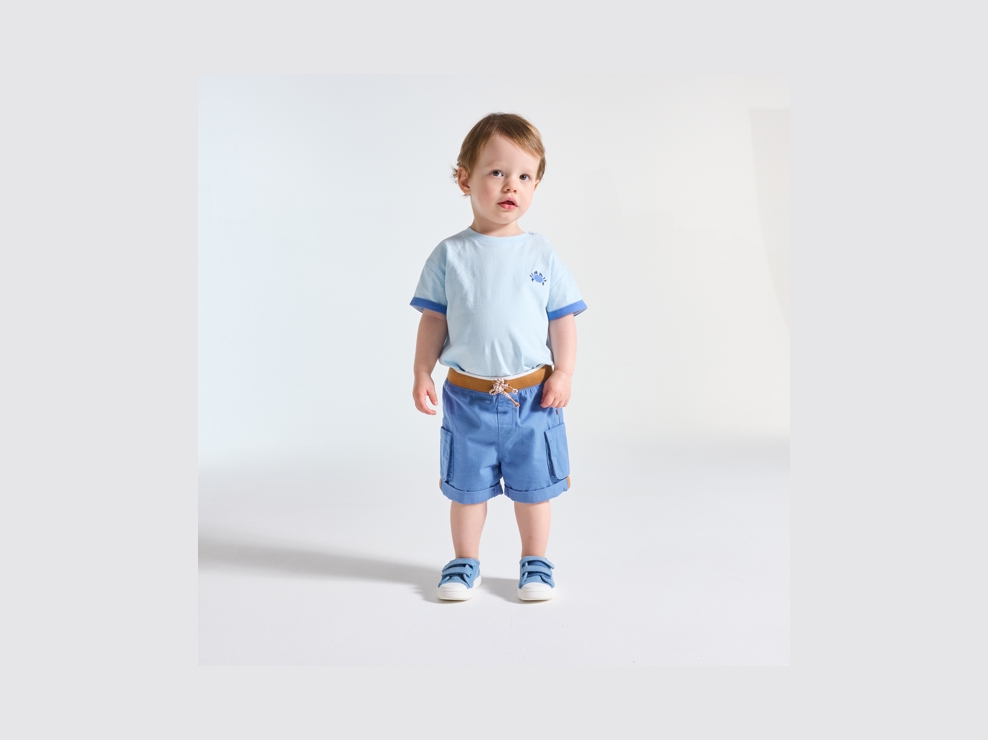 Blaue Cargo-Shorts mit elastischem Bund Kleinkind Junge 1