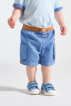Short cargo cintura elástica azul bebé niño 4