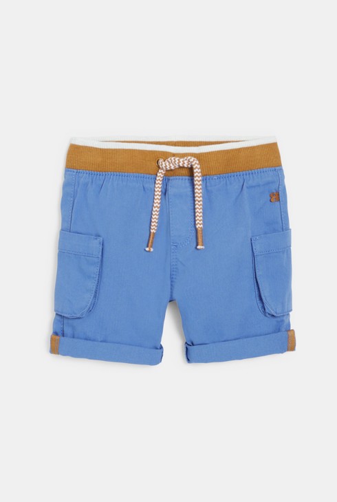 Baby boy's blue cargo shorts with elasticated waist 2