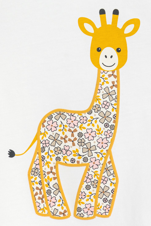Baby girl's white ruffle neck giraffe T-shirt 2