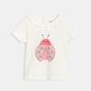 T-shirt col volanté insecte blanc bébé fille