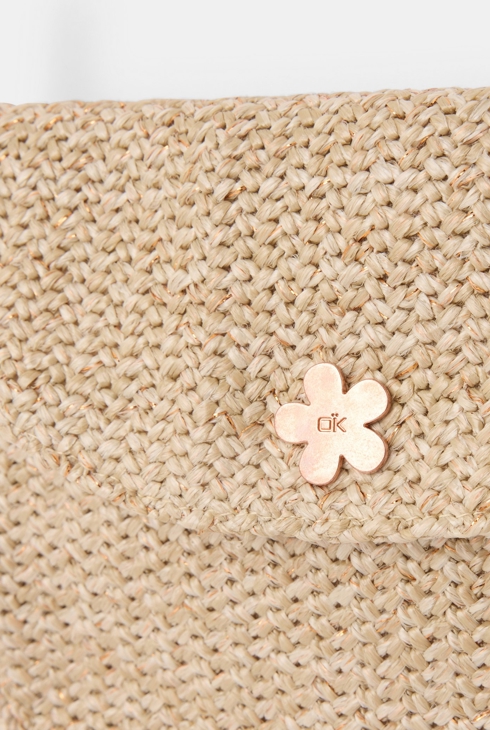 Beige Tasche in Stroh-Flechtoptik für Mädchen