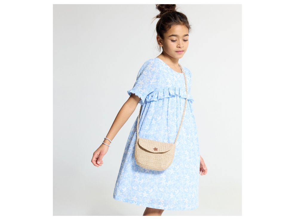 Sac effet paille tressée beige Fille 1
