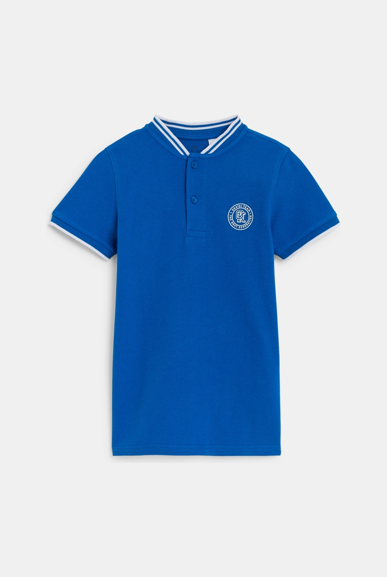 Blaues Kurzarm-T-Shirt aus gestepptem Jersey für Jungen 1