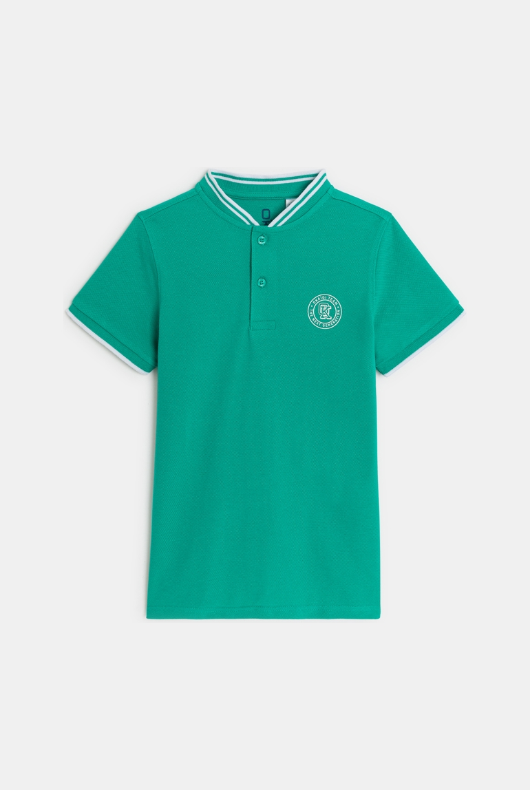 Grünes Kurzarm-T-Shirt aus gestepptem Jersey für Jungen 1