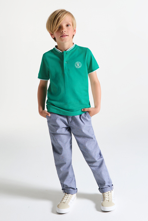 T-shirt manches courtes en jersey piqué vert Garçon 1