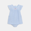 Robe rayée seersucker bleu bébé fille