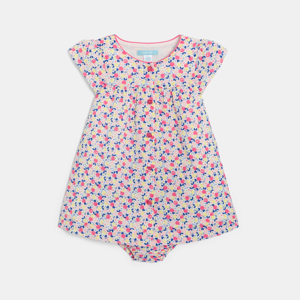 Robe coton fantaisie fleurie rose bébé fille 1