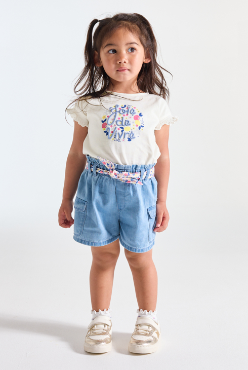 Modisches T-Shirt aus rosa Baumwolle Kleinkind Mädchen 1