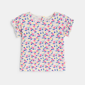 Baby girl's pink textured cotton fruit T-shirt 1