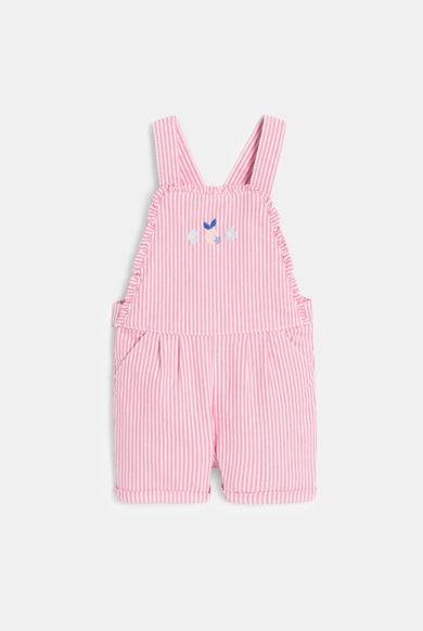 送料無料の商品 Baby T-shirt white and overalls striped pink short girl's シャツ/ブラウス(長袖/七分)