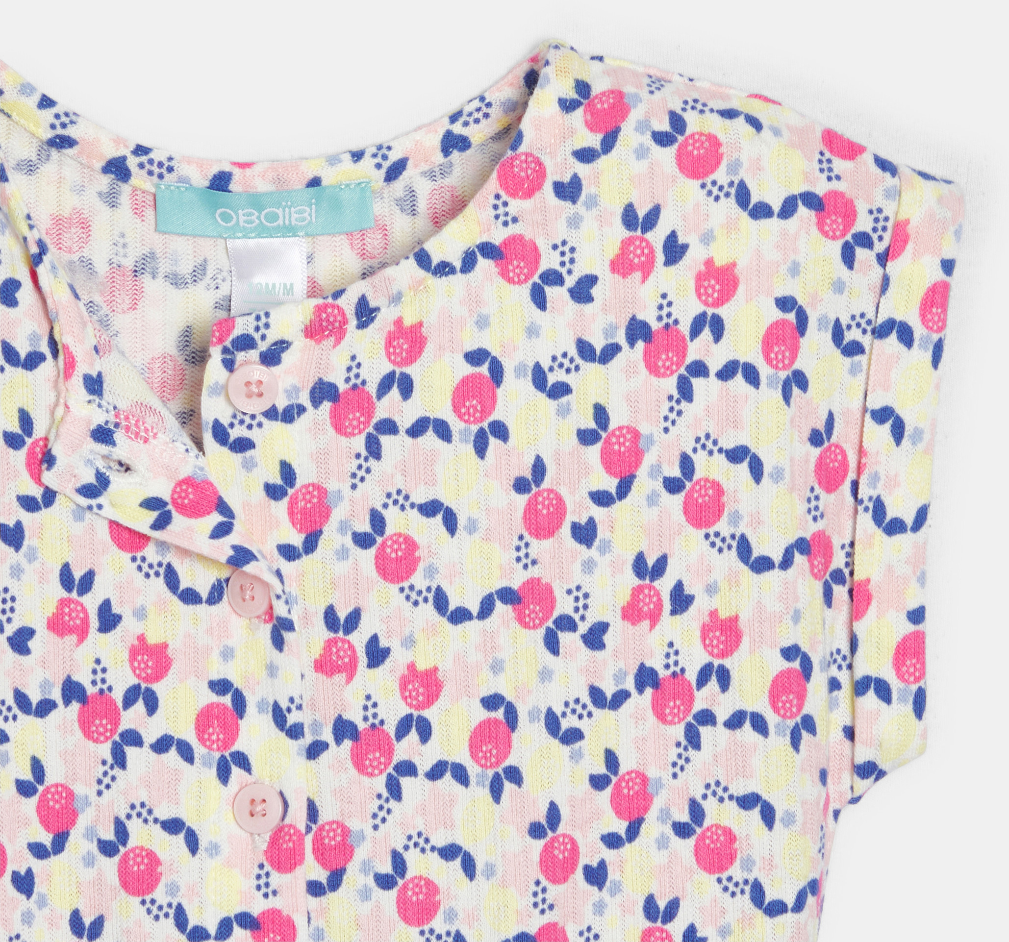 Kurzer rosa Jumpsuit aus modischem Gewebe mit Fruchtmotiv Kleinkind Mädchen 2