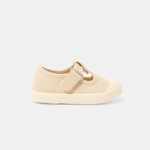 Chaussures toile cérémonie beige bébé fille 1