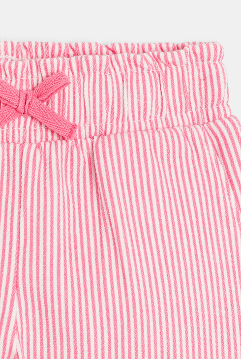 Pantalon taille élastique coton rayé rose bébé fille