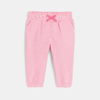 Pantalon taille élastique coton rayé rose bébé fille