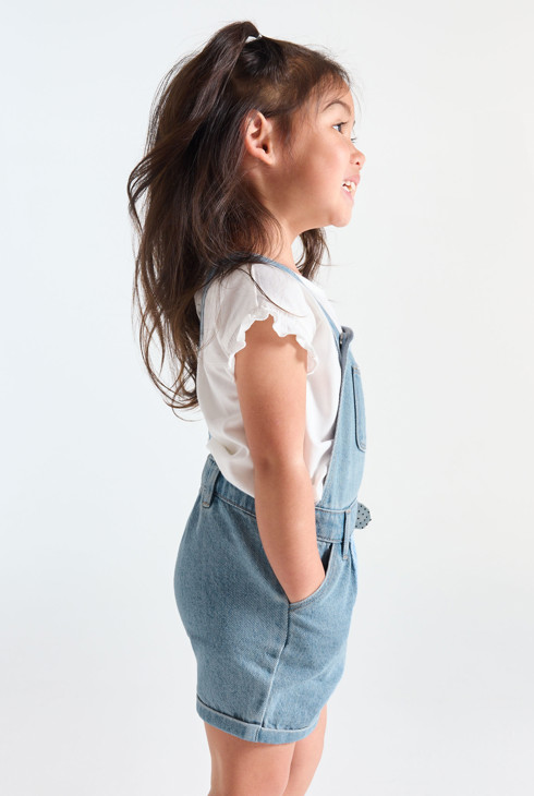 Mono corto vaquero azul de denim bebé niña 2
