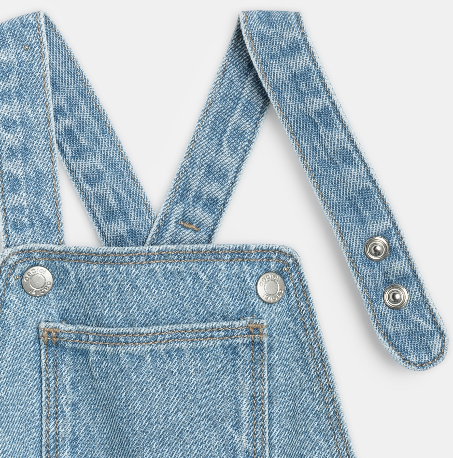 Salopette courte jean bleu denim bébé fille