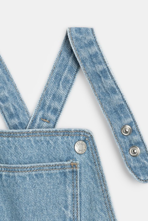 Salopette courte jean bleu denim bébé fille 2